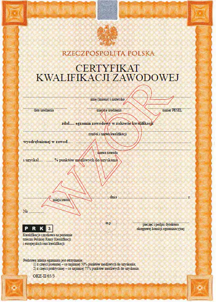 Oto certyfikat, jaki otrzymasz po zdaniu egzaminu przez OKE
